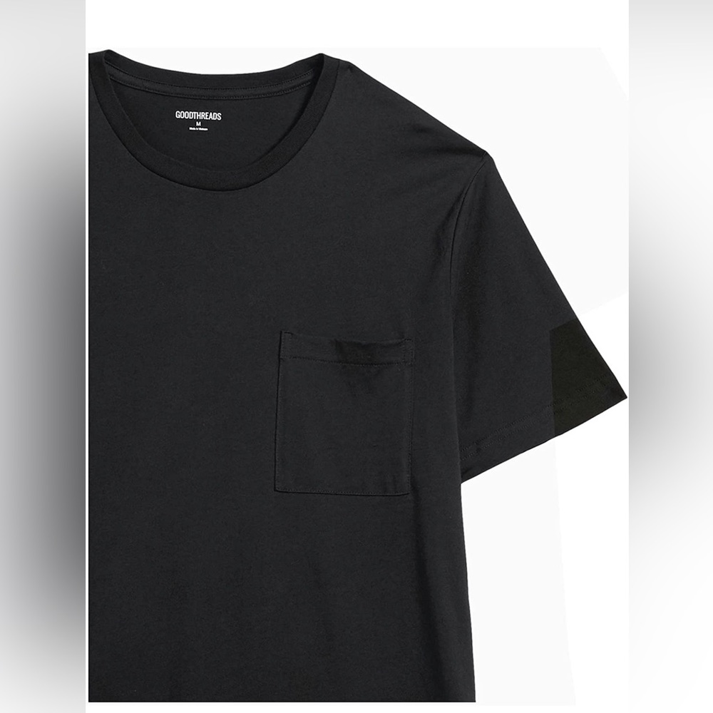 NWT Goodthreads Men's SlimFit Short Sleeve 100% Cotton Black Crew Neck Shirt - Picture 9 of 10